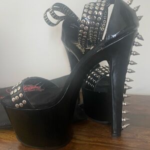Pleaser Black Studded 6in Heels Size 8
